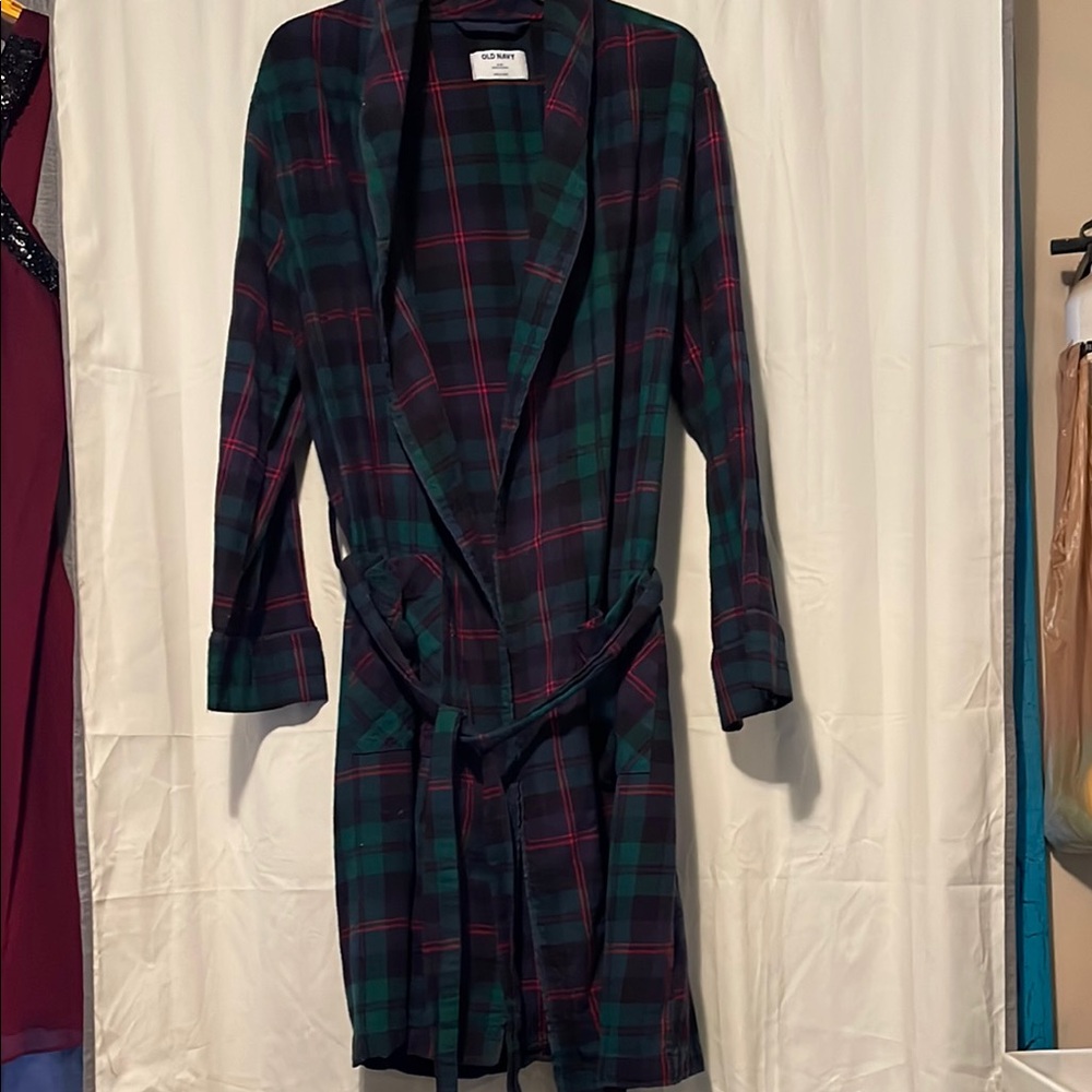A New Day Cozy Green and Red Plaid Robe